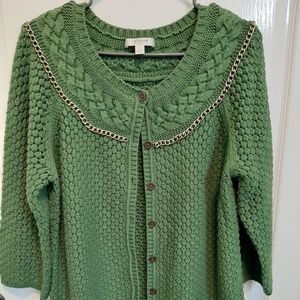 Liz Claiborne New York Green Chain Sweater